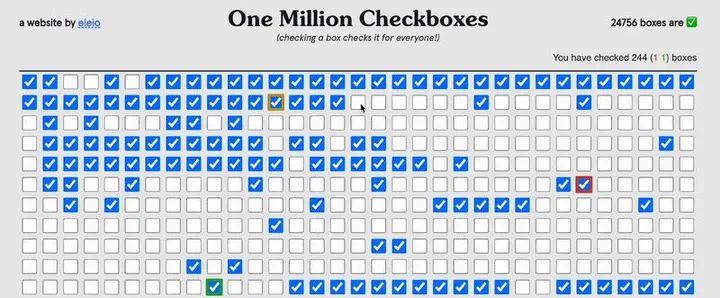 one million checkboxes screenshot